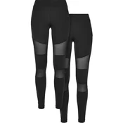 Womens Tech Mesh Leggings 2-Pack Black+Black