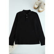 Trendyol Black Slim/Narrow Cut Long Sleeve Basic Polo Neck T-shirt