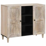 Kreveta Bjeli izbijeljeni 90 x 33 x 75 cm Cvrsto drvo manga