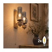 BRILAGI - LED stensko svetilo COTTAGE 2xE14/40W/230V hrast/dimno siva
