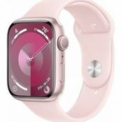 Apple Watch Series 9 GPS, 45 mm ružicasto aluminijsko kucište sa svijetlo ružicastim sportskim remencicem - M/L