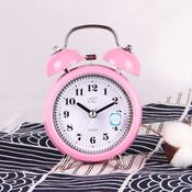 Generic Cute double bell loud alarm clock silent analog quartz night light clock battery powered suitable for children, the elderly, people with poor sleep quality, bedroom, living room decoration, (21072401)