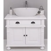Casa Padrino Country Style Bathroom Set White - 1 Washbasin Cabinet & 1 Oval Ceramic Sink - Country Style Bathroom Furniture - Country Style Furniture - Country Style Bathroom Furnishings