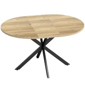 Homestar Raztegljiva okrogla jedilna miza za 4-6 oseb 100-135 cm naravno lesena črna