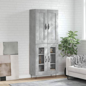 Greatstore Visoka komoda betonsko siva 69,5x34x180 cm inženirski les