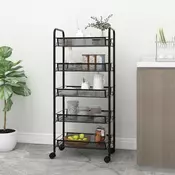 Kuhinjska kolica s 5 razina crna 46 x 26 x 105 cm željezna