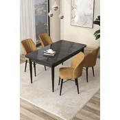 Hanah Home Set Trpezarijski sto i 4 stolice Arp, Oker-crni