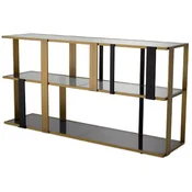 Casa Padrino luxury shelf cabinet brass/black/gray 178 x 44 x H. 89.5 cm - Rectangular living room cabinet - Office cabinet - Living room furniture - Office furniture - Luxury furniture