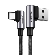 NEW Kotni pleteni kabel USB - USB-C Quick Charge 3.0 0,5 m sive barve