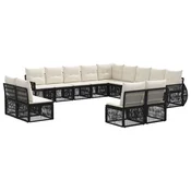 vidaXL vidaXL Vrtna sedežna garnitura 13 pcs Črna in krem bela poli ratan, (5000269983)