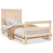 MAISON CHIC Posteljni okvir - Enojna postelja - Postelja za odrasle z vzglavjem 100x200 cm trdna borovina-J9268, (21767438)