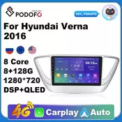Podofo 2Din Android 10 Car Radio For Hyundai Verna 2016 Car Multimedia Video Player GPS Navigation Carplay Autoraido DSP