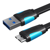 Plosnati USB 3.0 A na Micro-B kabel Vention VAS-A12-B025 0,25 m crni