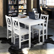 VIDAXL lesena miza s 4 leseni stoli pohištva set bela