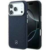 Ovitek Ovitek Mercedes Leather Semi Wrap Wood Effect MagSafe za iPhone 17 Pro, mornarsko modra (MEHMP17L25PFWWPV)