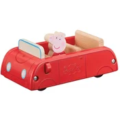 PUJICA PEPPA Leseni družinski avto + figurica Peppa