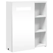 Vidaxl Kopalniška omarica z ogledalom z LED lučko bela 45x13x52 cm