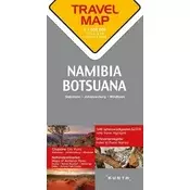 Travelmap Reisekarte Namibia / Botsuana / Südafrika / Namibia / Botswana / South Africa 1:1.500.000