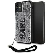 Maska Karl Lagerfeld KLHCN61PSQRKS iPhone 11 / Xr 6.1 srebrni tvrdi omot Sequins Cord (KLHCN61PSQRKS)