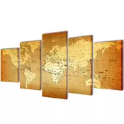 vidaXL Zidne Slike na Platnu s Printom Mapa Svijeta 100 x 50 cm
