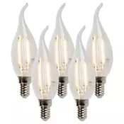 Nabor 5 E14 zatemnljivih LED žarnic z žarilno nitko v obliki sveče 250lm 2700K