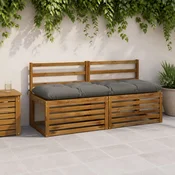 vidaXL Blazina za klop VIANEN 100% poliester Siva 140 x 50 x 12 cm