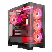 Modecom Volcano Space Apex ARGB ATX ohišje 2xUSB3.0, 1xUSB C,: 4x14 cm, Okence iz kaljenega stekla, RGB, Gaming črna