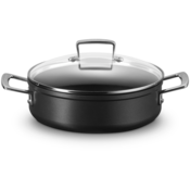 Aluminijasta posoda proti prijemanju s steklenim pokrovom - 28 cm