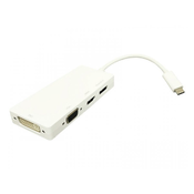 E-GREEN Adapter USB 3.1 tip C (M) - Display Port + HDMI + VGA + DVI (F) beli