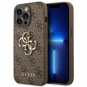 Guess zaštitna futrola Big Metal Logo 4G smeda tvrda futrola, iPhone 14 Pro