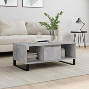 vidaXL Klubska mizica betonsko siva 90x50x36,5 cm inženirski les