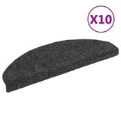 Vidaxl Preproge za stopnice, samolepilne, 10 kosov, 65 x 21 x 4 cm, temno sive, polkrožne, velike