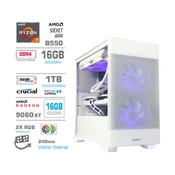 MEGA gaming namizni računalnik S7X Ryzen 7 5700X/16GB/1TB SSD/RX 9060 XT/bela