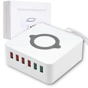 shumee 6x USB polnilnik z 10W induktivnim polnjenjem