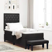 vidaXL Postelja z vzmetnico z vzglavjem Črna 200 x 80 cm Žamet