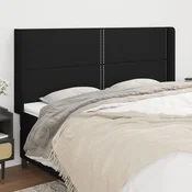 Vidaxl vidaXL Vzglavnik s krilci, črne barve, 203x16x118/128 cm, blago
