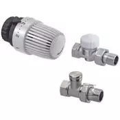 slomart Termostatski komplet za stransko priključene radiatorje: Termostatska glava S + Termostatski ventil Calypso exact z nastavitvijo + Raditec DN15 ravni zaporni ventil za radiator