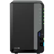 Synology DS225+, Tower, 2-bays 3.5 SATA HDD/SSD, CPU Inte Celeron J4125 4-core (4-thread) 2.0 GHz, burst up to 2.7 GHz, 2 GB DDR4 non-ECC (expandable up to 6 GB), 1xRJ-45 1GbE LAN, 1xRJ-45 2.5 GbE LAN, 2xUSB 3.2 Gen 1, 1.3 kg, 3yr warranty - DS225PLUS