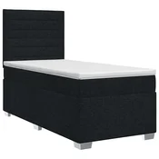 vidaXL Postelja boxspring z vzmetnico Črna 90 x 200 cm Blago