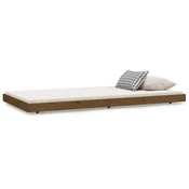 Vidaxl Posteljni okvir medeno rjav 100x200 cm trdna borovina
