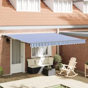 Vidaxl Retraktilna tenda Modra in bela 400 × 300 cm