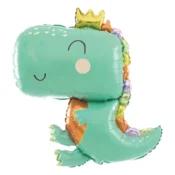 Folijski balon Dino s krono 74 x 90 cm