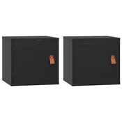MAISON CHIC Stenska omarica - Zidna omarica 2 kosa črna 31,5x30x30 cm trdna borovina iu1123, (22063330)