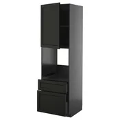 METOD/KNIVSHULT Vsk omara za pečico+vr/2lč/1s/1v pr, črno siva/Lerhyttan črno luženo, 60x60x200 cm