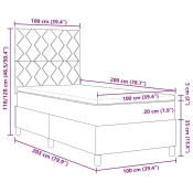 vidaXL Postelja s škatlasto vzmetjo z vzmetnico Črna 100x200 cm Tkanina
