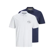 JACK & JONES Majica JJForest mornarska / bela