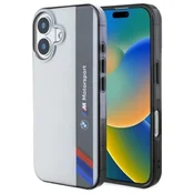 slomart Ohišje BMW Motosport IML Vertical Stripe za iPhone 16 - sivo