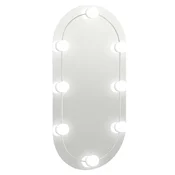 Vidaxl Ogledalo z LED lučkami 80x40 cm stekleno ovalno