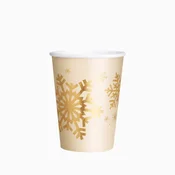 Oh Yeah! Zlati papirnati kozarci s snežinkami, 270 ml – 6 kosov