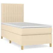 Vidaxl Box spring postelja z vzmetnico krem 80x200 cm blago
